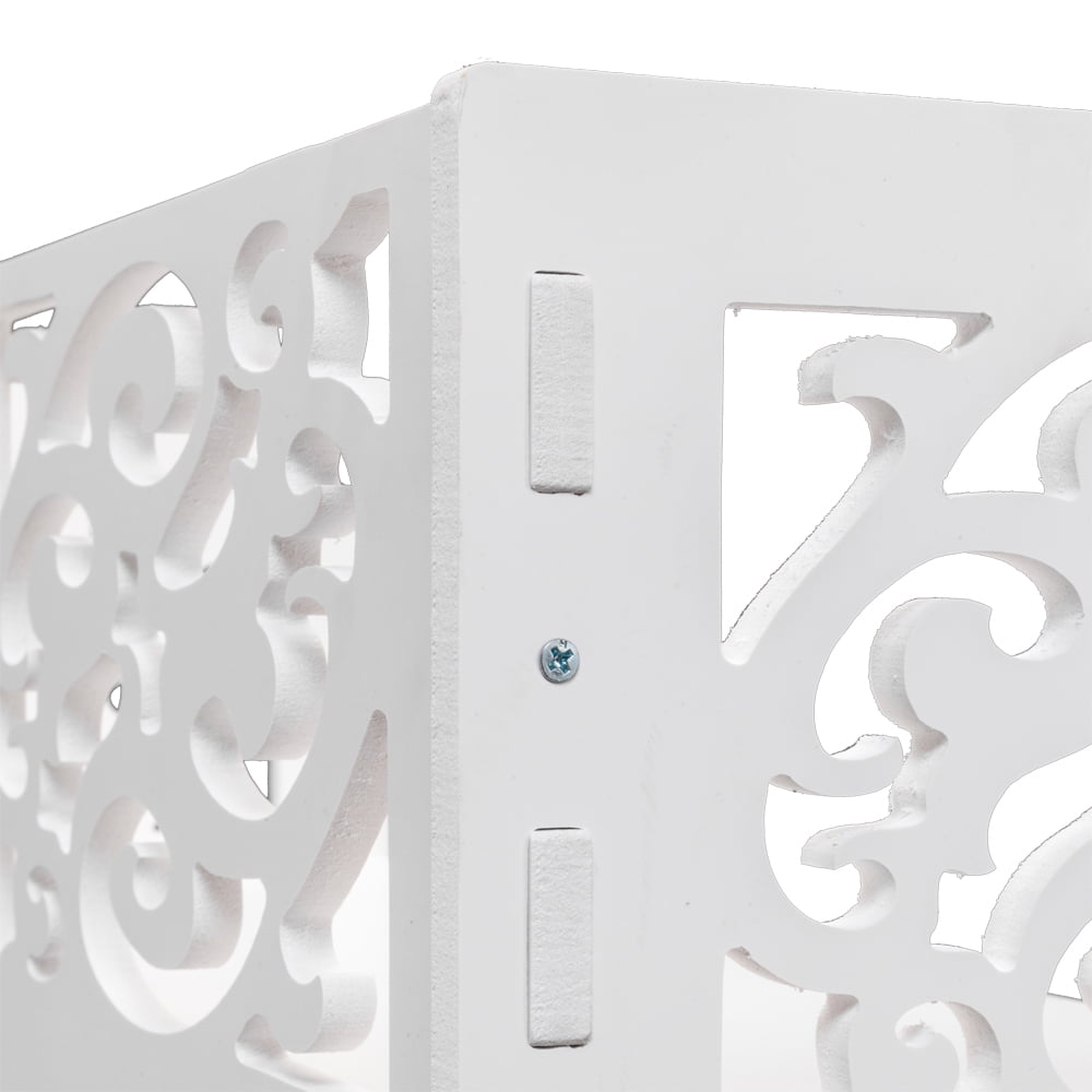 Kepooman 4 Tiers Wood-plastic Board Carved Shoe Rack, White B Kepooman 4 Tiers Wood-plastic Board Carved Shoe Rack, White B