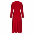 thumbnail image 5 of ZQUUVOU Women's Vintage Cocktail Dresses Long Sleeve Round Neck Casual Knee Length Outfit with Side Pockets Red, 5 of 7