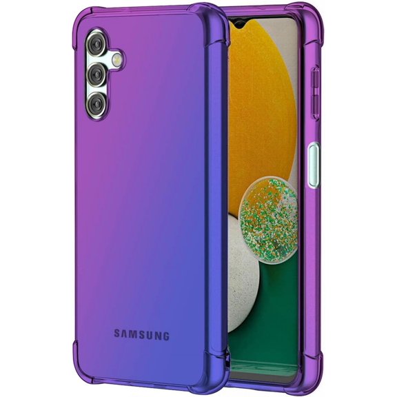 Galaxy A13 Case Clear with Cute Gradient Colorful Design Shockproof Bumper Protective Cell Phone Back Cover for Samsung A13 5G Soft TPU Slim Fit Flexible Purple Blue Skin for Girls Boys Women