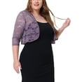 thumbnail image 4 of MODA NOVA Juniors' Plus Size Lace Crop Shrug Cardigan, 4 of 5