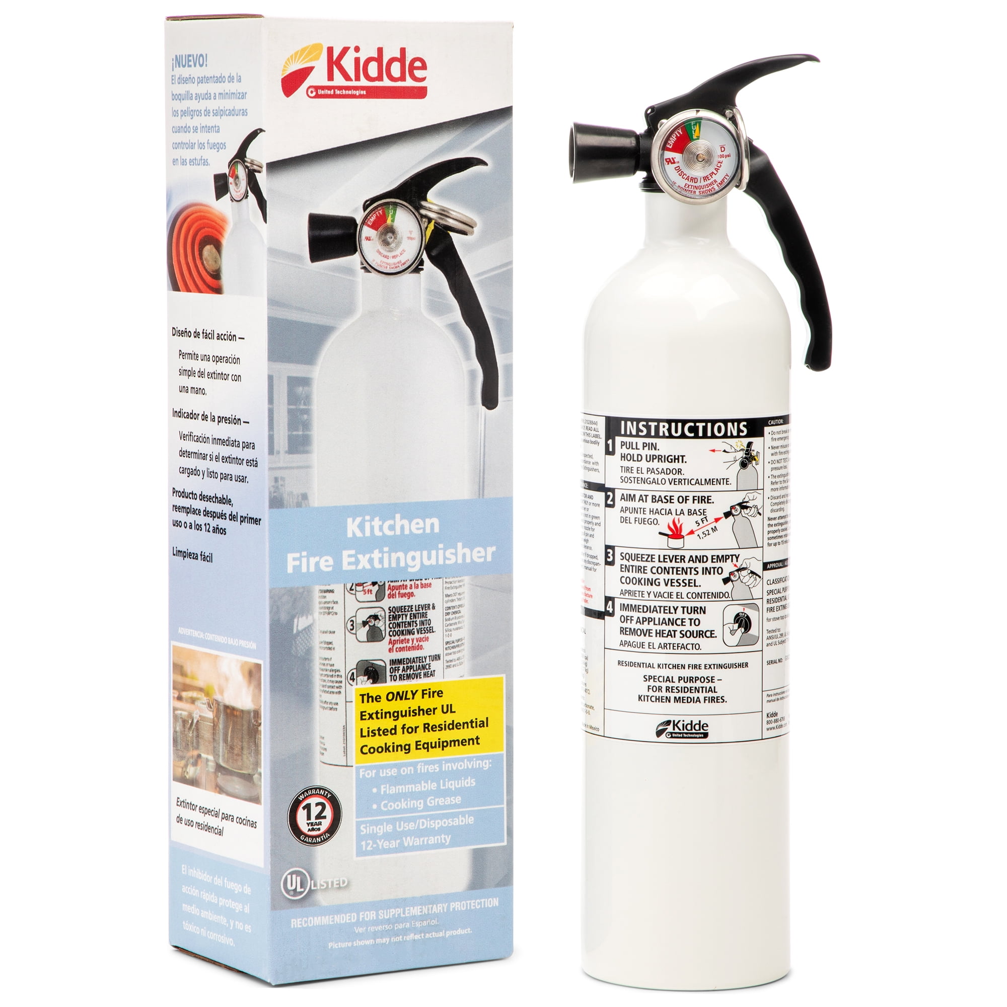 Kidde, KID21008173MTL, Fire Kitchen Fire Extinguisher, 1 Each, White