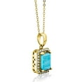 thumbnail image 2 of Gem Stone King 18K Yellow Gold Plated Silver Pendant with Chain Turquoise Moissanite (2.08 Cttw), 2 of 4