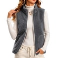 thumbnail image 3 of Womens Vest Jacket Full Zip Solid Color Sleeveless Jacket Fall Winter Casual Regular Length Outerwear with Pockets, 3 of 8