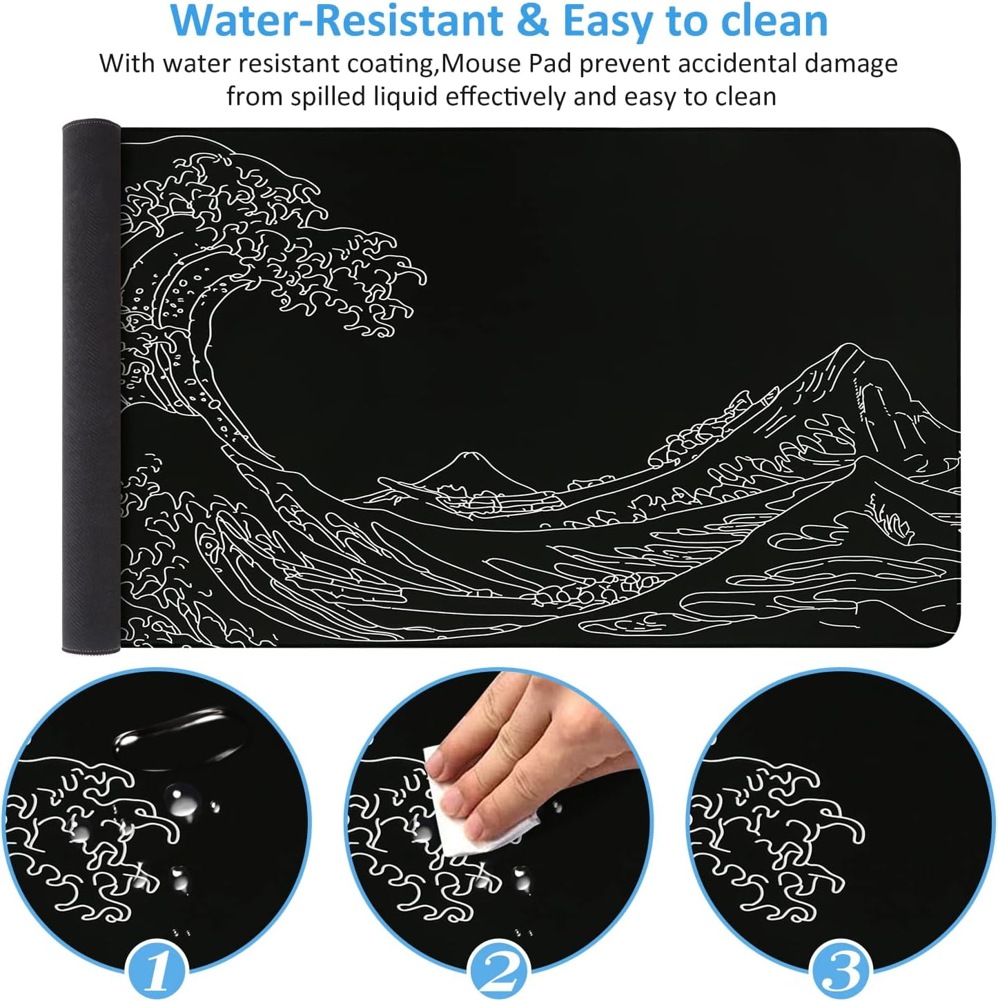 Large Mouse Pad (35.4x15.7 in), Desk Mat Gaming Mousepad with Stitched Edges, Keyboard Mouse Mat Desk Pad for Work, Game, Office, Home-Pink Topographic