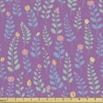 thumbnail image 1 of Floral Fabric by the Yard, Botanical Art Flowers and Leaves Pattern in Pastel Colors on Purple Background, Decorative Upholstery Fabric for Sofas and Home Accents, Multicolor by Ambesonne, 1 of 5