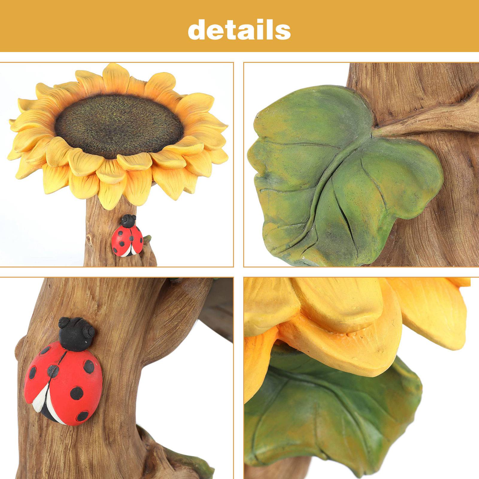 Sunflower Bird Bath Garden Outdoor Yard Lawn Decor Art Ornaments