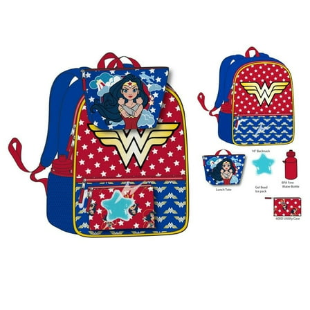 Youth Wonder Woman 5 PC Backpack and Lunch Set