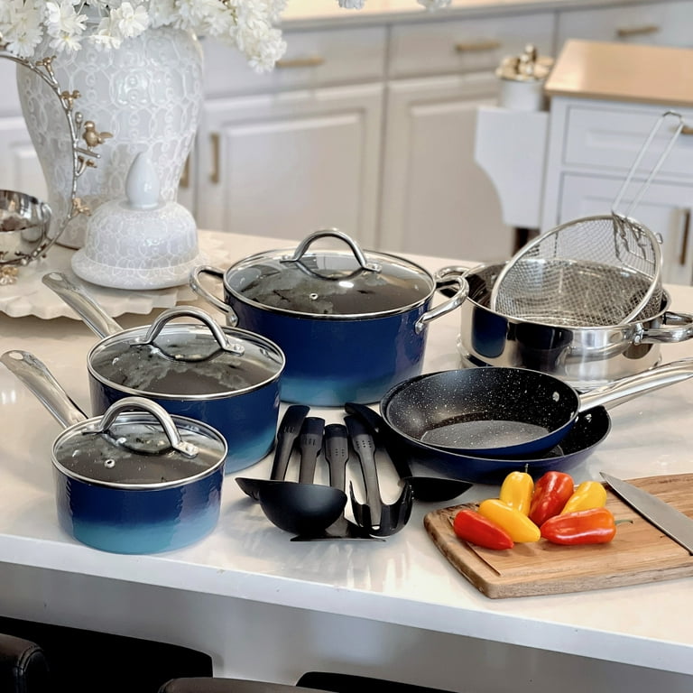Granitestone Blue 15 Piece Nonstick Cookware And Bakeware Set : Target