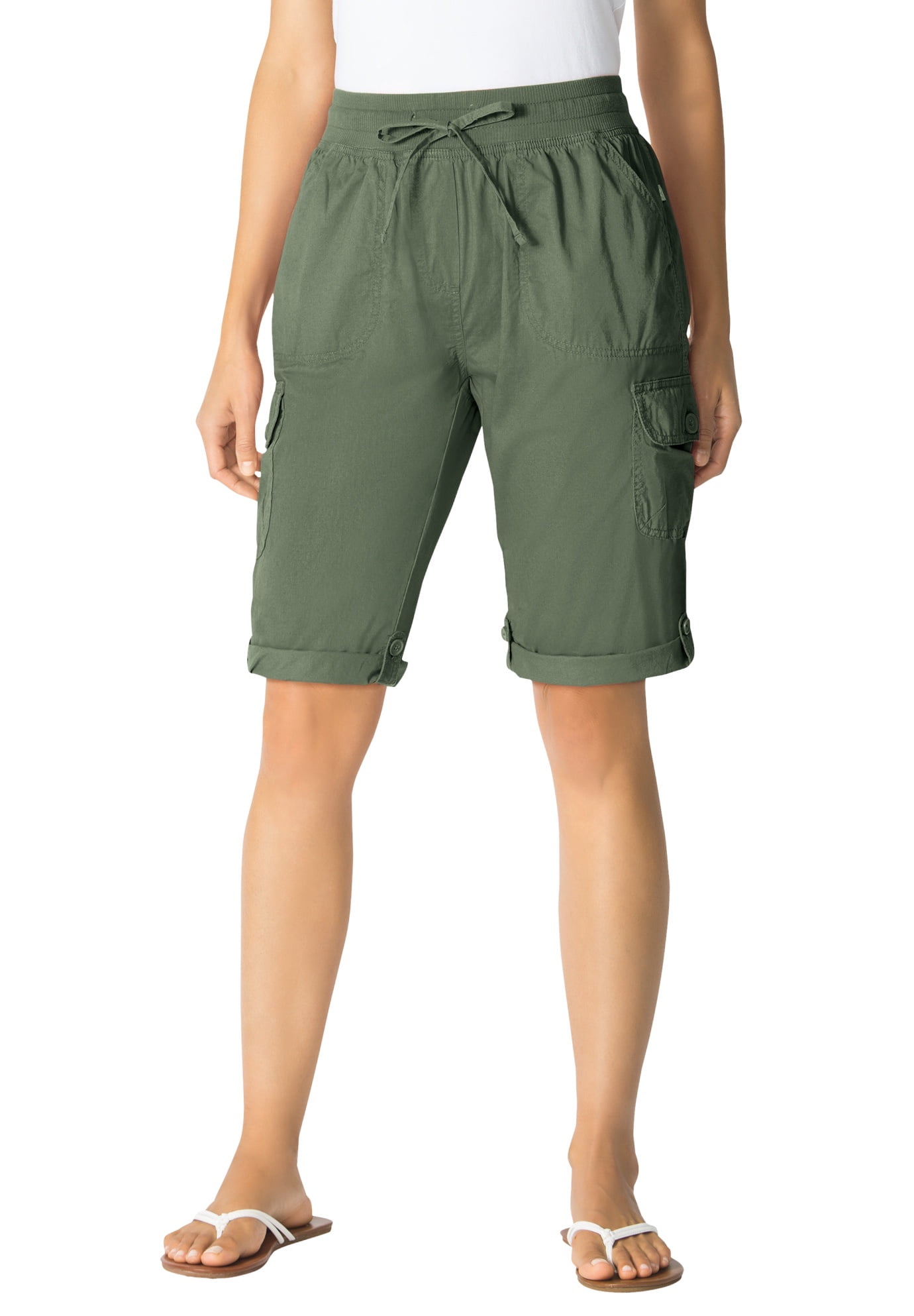 Woman Within Womens Plus Size Convertible Length Cargo Short 