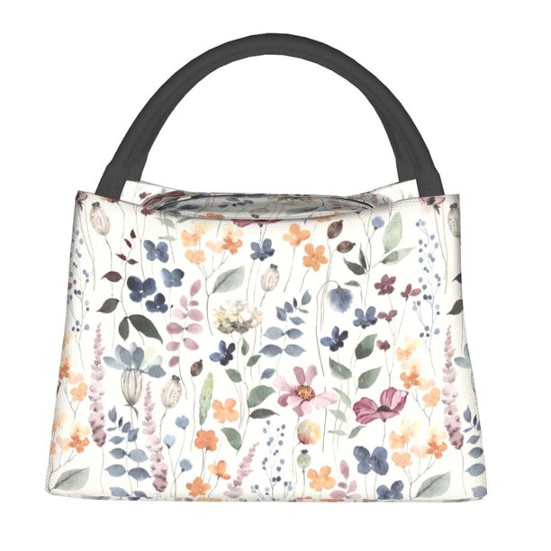 Fotbe Watercolor Floral Bolsa Térmica Portátil con Estampado, Bolsa de Entrega de Alimentos Aislada, Bolsa Reutilizable de Gran Capacidad para Comidas y Supermercado