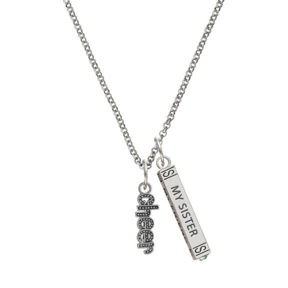 Delight Jewelry Silvertone Beaded ''Cheer'' Silvertone Always My Sister Bar Charm Necklace, 23"