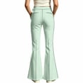thumbnail image 4 of Ulitacool Teen Pants For Girl 15-16 Years Elastic Waist Stylish Flutter Flat Fit With Flared Trousers Leg Back To School Trousers Bottoms Light Green, 4 of 4