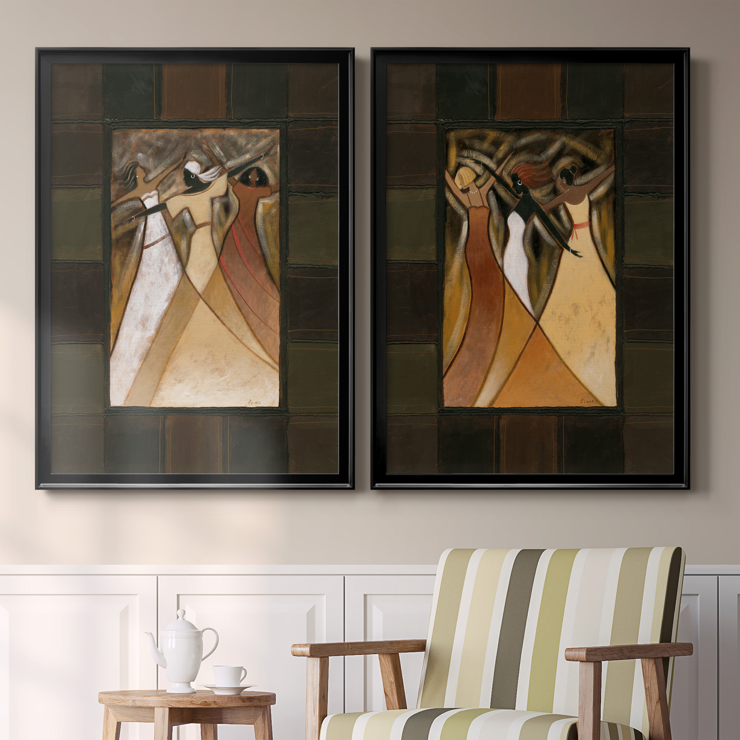 2 Piece Set Divine Grace I Premium Framed Canvas - Ready to Hang - 26.5 x 36.5 Each - Black Frame
