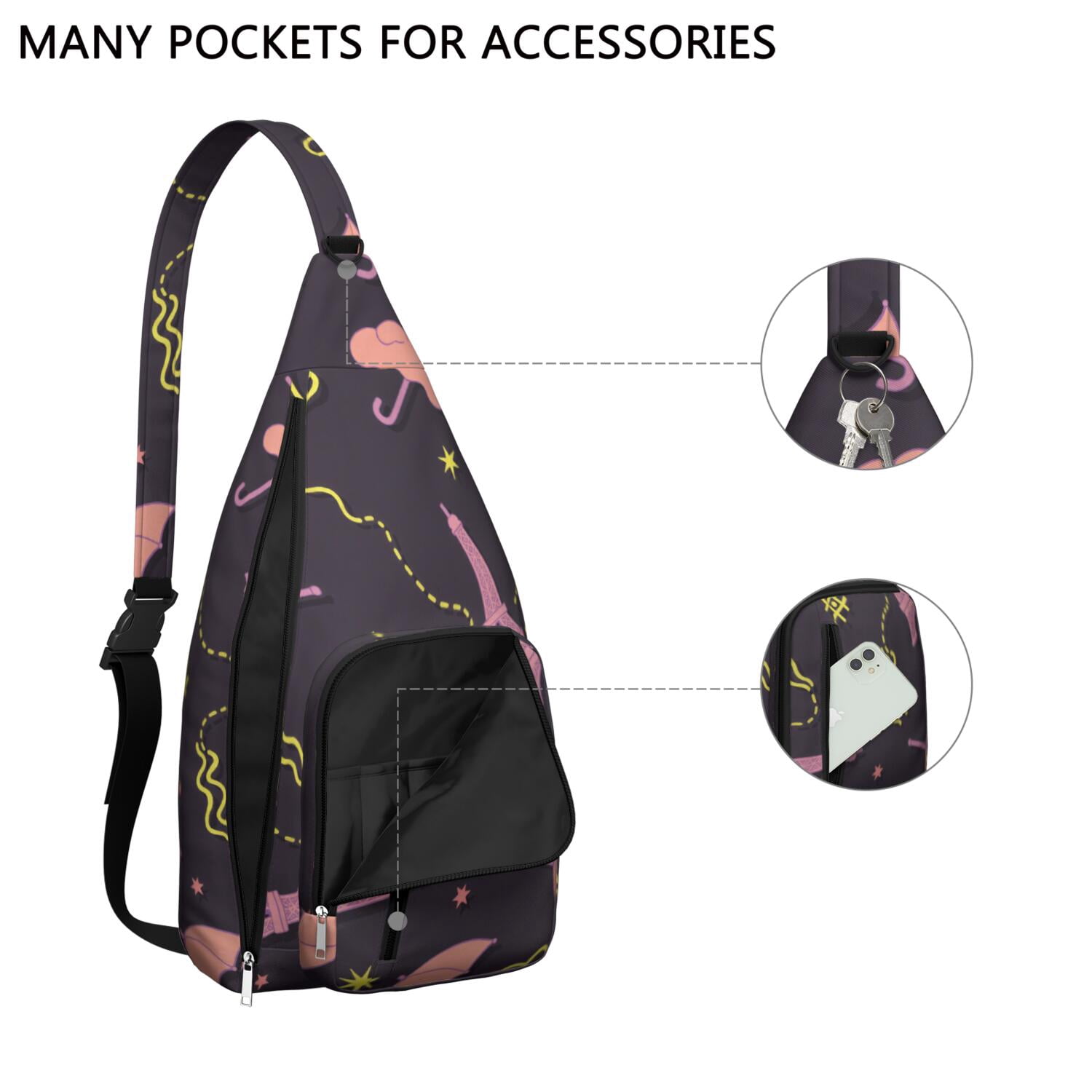 Stylish Crossbody Sling Bag Eiffel Tower Trendy Sling Backpack for Women/Men Adjustable Lightweight Travel Hiking Casual Daypack for Unisex