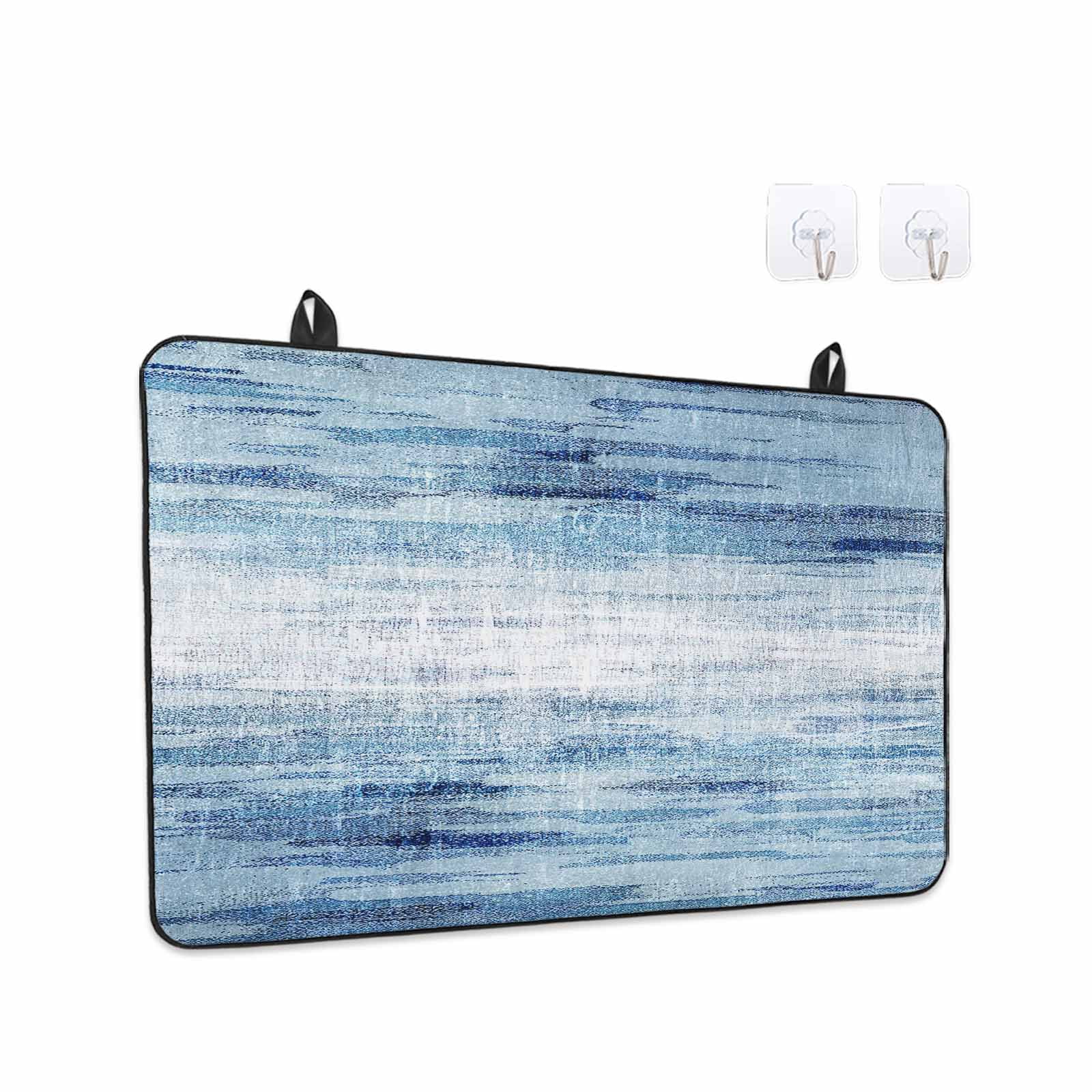 Vintage Blue Stove Top Cover for Electric Stove, Heat-proof & Non Slip Glass Top Stove Cover Protector, Retro Blue Ombre Modern Abstract Art Kitchen Flat Cooktop Rubber Mat 24x21 Inches