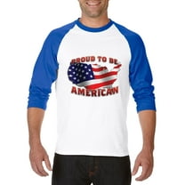 Artix - Mens Raglan Sleeve Baseball T-Shirts, up to Size 3XL - American Proud To Be US Flag