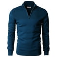 thumbnail image 2 of H2H Mens Casual Slim Fit Pullover Sweaters Long Sleeve Knitted Fabric Tops 1/4 Quarter Neck Style (CMOSWL057), 2 of 6
