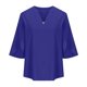 thumbnail image 4 of Fiudx Ofertas de La Semana Blusas Superiores de Camiseta de Manga Larga a Rayas Sólidas con Cuello Redondo de Color para Mujer, 4 of 6