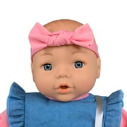 My Sweet Love 18-inch Nurturing Soft Baby Doll with Removable Denim Jumsuit, Doll with Removable Outfit, Cute Headband and Pretend Pacifier, Gray Eyes