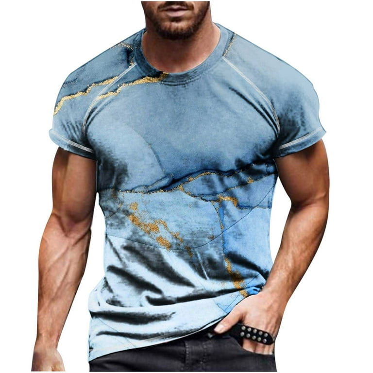 Simplmasygenix Clearance Tops Men Shirts Summer Men Casual Round Neck 3D  Digital Printing Pullover Fitness Sports Shorts Sleeves T Shirt Blouse 