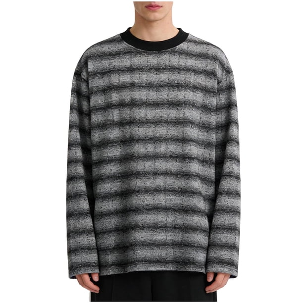 Mens Casual Manga Corta Botón Abajo Camisas Manga Larga Cuello Redondo Blusas Suelto Ajuste Elegante