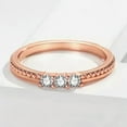 thumbnail image 3 of 2.7mm Rose Gold ,925 Silver Women's Three Stones Round Wedding Cz Ring Size 4-9, 3 of 4