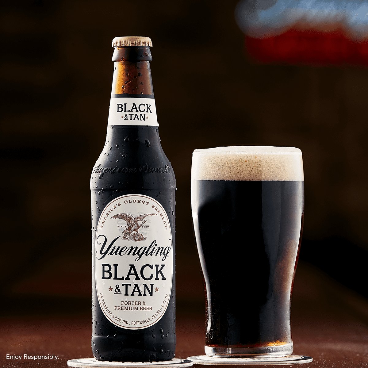 Yuengling Black & Tan Beer, 12 Pack Beer, 12 fl oz Glass Bottles, 4.6% ABV, Domestic