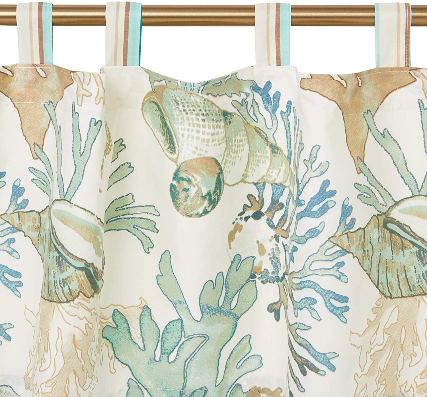 Global Trends Anchor Bay Coastal Sealife Tab Top Window Valance, Jade, 84 W x 19 L inches