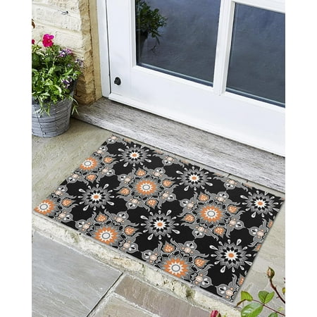 

Front Door Mat Non-Slip Absorbent Door Entry Mats Doormats Indoor/Outdoor Entrance Baroque Classic Pattern with Ornamental Floral Leaves Image Doormat - Floor Mats for Home 20x32 Inch