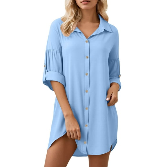 WENWU Summer Dress for Women Short Sleeve Irregular Pocket Shirt Dress with Pockets Dresses Summer Cute Dresses for Summer