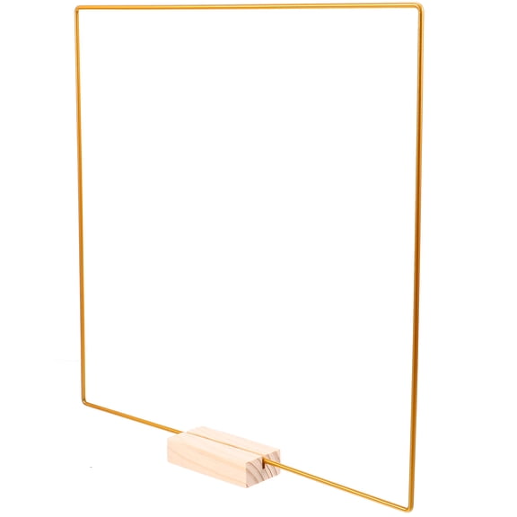 WEAVILUX 1Set Decorative Golden Metal Hoop with Stand for Desktop Floral Wreath
