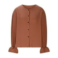 thumbnail image 4 of hotojiny Button down Shirt for Women Fashion Long Sleeve Basic Top Spring Crew Neck Clothes, 4 of 7