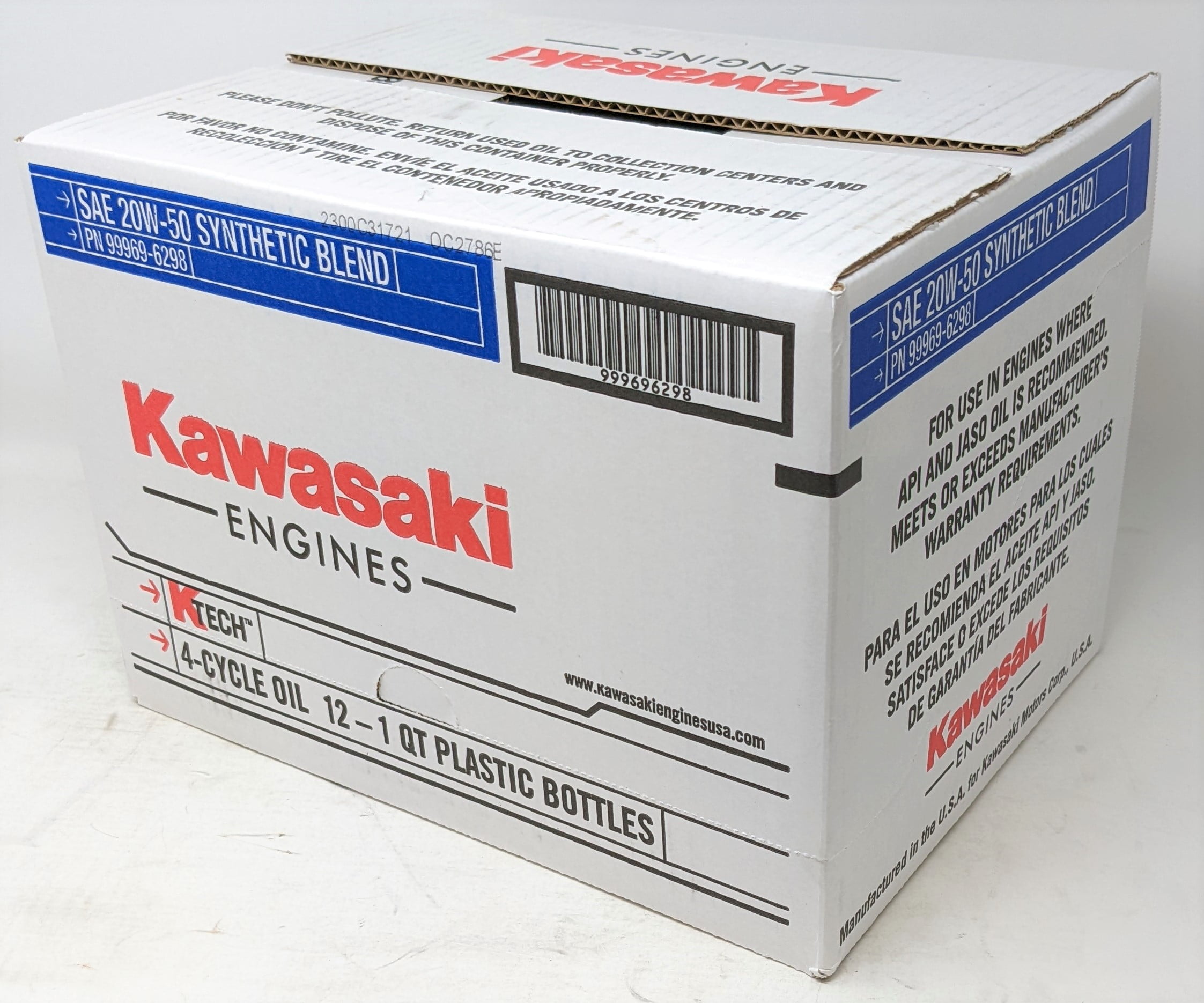 Kawasaki K-TECH Premium Engine Oil, 4-Cycle Motor Oil 20W-50, 1 qt (12 pack)