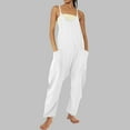 thumbnail image 4 of Olyvenn Jumpsuit for Women Dressy Casual Loose Sleeveless Spaghetti Strap Stretchy Wide Leg Long Pant Romper With Pockets White XXXL, 4 of 7