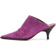 thumbnail image 2 of YDN Women Sexy Kitten Low Heel Mules Pumps Pointed Closed Toe Loafers Backless Slip On Sandals Suede Comfort Shoes Size 11 Orchid, 2 of 4