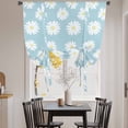 thumbnail image 4 of Retro Daisy Tie Up Curtain 45 Inches Long, White Floral Blue Backdrop Balloon Style Kitchen Window Curtain Over Sink, Small Window Rod Pocket Curtain 52"x45", 4 of 9