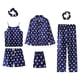 thumbnail image 1 of Conjuntos de pijamas de 7 piezas para mujer, pijamas de seda sintética, conjuntos de ropa de dormir para mujer, ropa de casa de primavera y verano Fridja  nalpqowj16885, 1 of 7