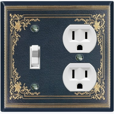 Metal Light Switch Plate Cover Elegant Victorian Black Yellow Frame FRA054