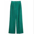 thumbnail image 1 of QLEICOM Womens Slacks Women's Relaxed Fit Straight Leg Pants Fashion Full-Length Loose Pants Solid High Waist Trousers Long Straight Wide Leg Pants Wide Leg Pants Relaxed Fit Trousers Green XXL, 1 of 6