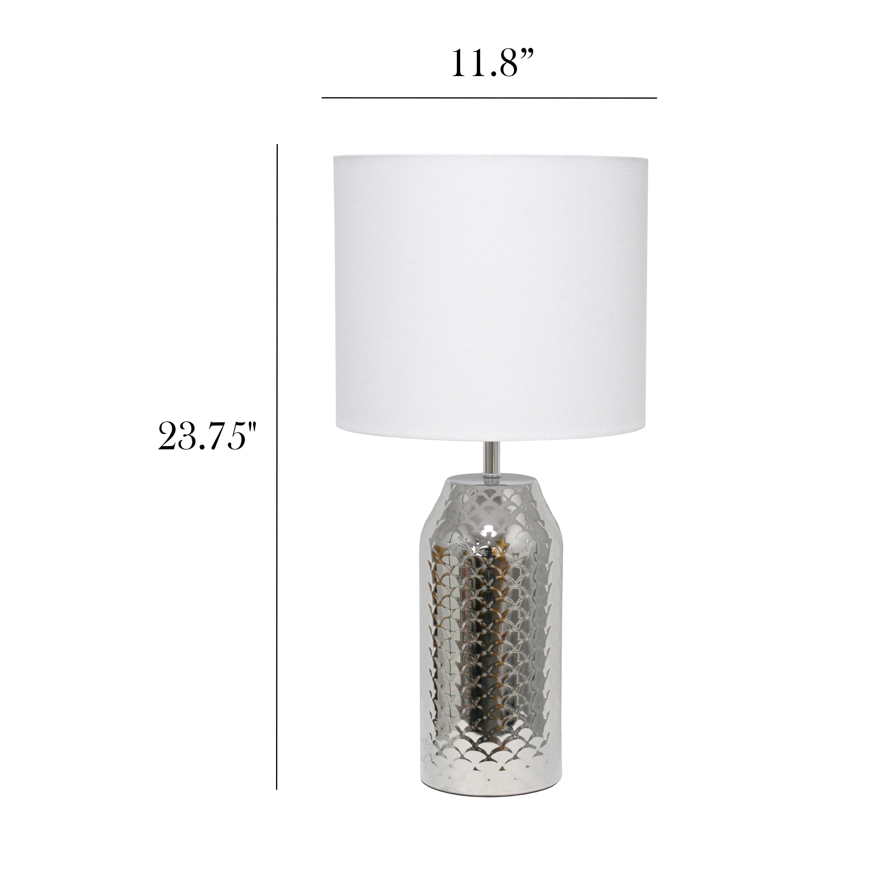 Simple Designs 23.75" Whimsical Wave Porcelain Mermaid Fishscale Table Lamp, Chrome with White Shade