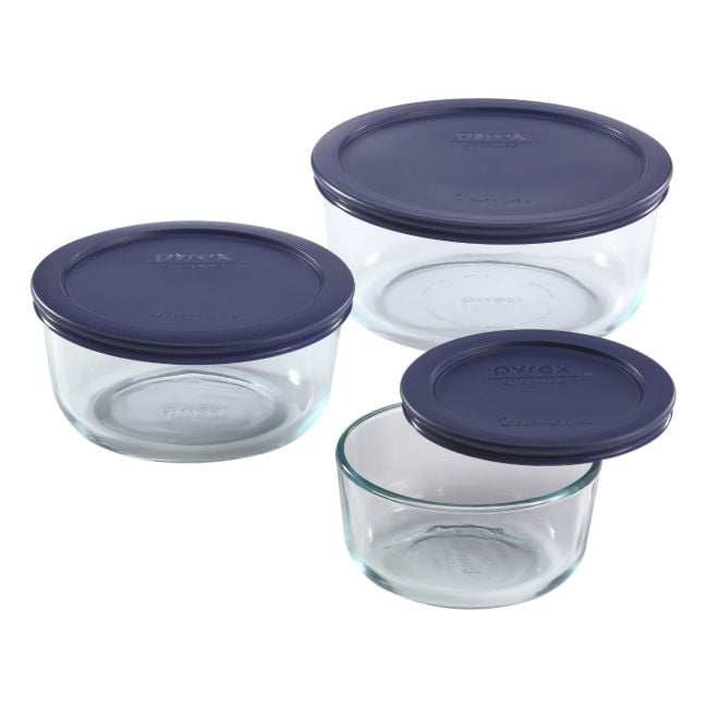 Set of 2 Blue 10 Cup Round Lids ONLY Pyrex 