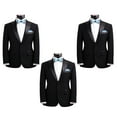 thumbnail image 2 of Mens Blue and Black Pre-Tied Wedding Bow Ties and Pocket Square Sets, 2 of 6