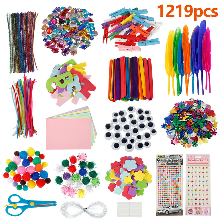 Austok 1219 Pcs Arts and Crafts Supplies for Kids DIY Art Craft Kit Creatie  Craft Supplies Kit for Toddlers School Projects DIY Parent Child Actiities  Crafts Party Supplies 