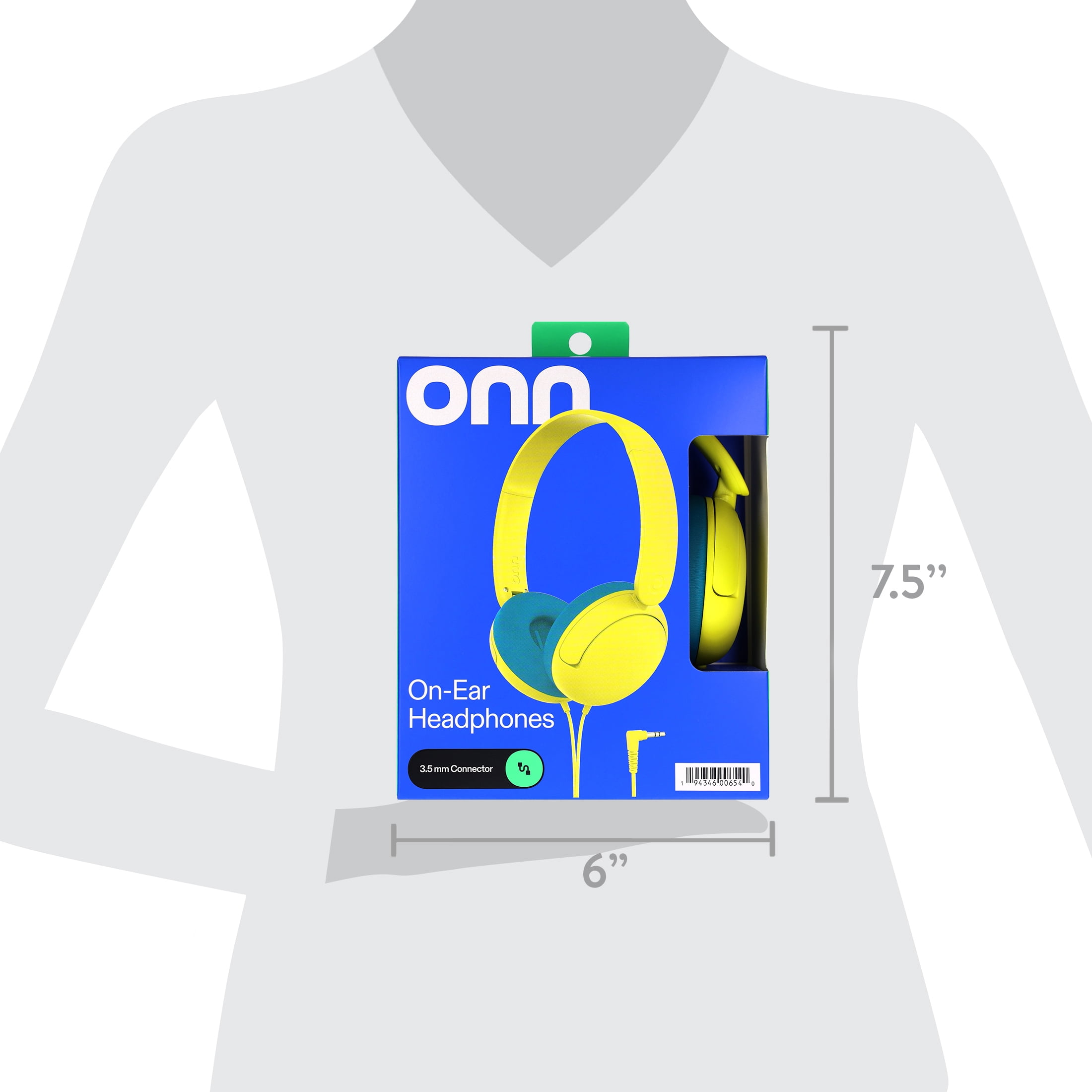 onn On-Ear Headphones with 3.5 mm Connector, Yellow