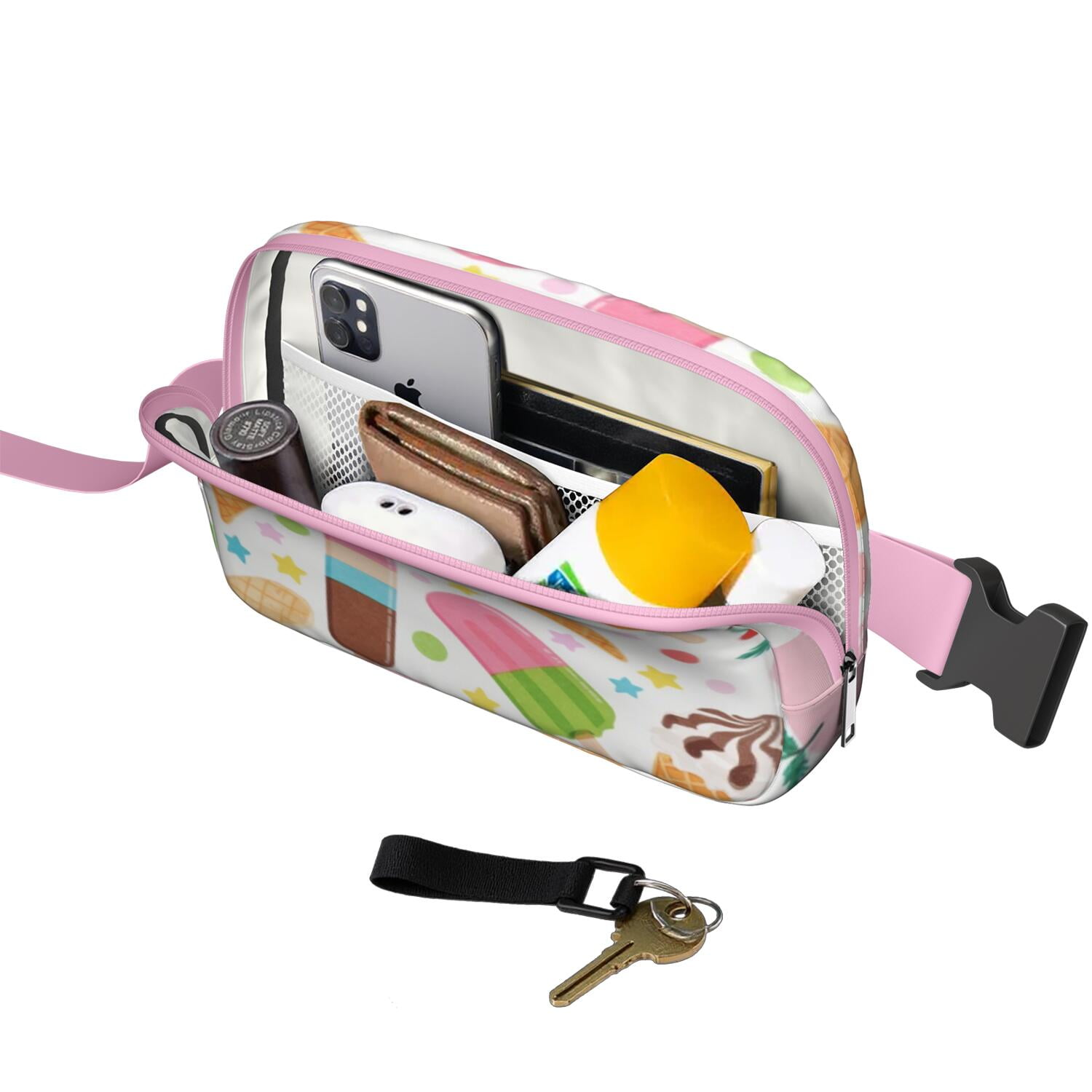 Crossbody Belt Bag Ice Cream Waist Bag Running Belt Bag for Jogging for Women Casual Waist Packs with Adjustable Strap Waterproof Belt Bag for Workout Running Travelling