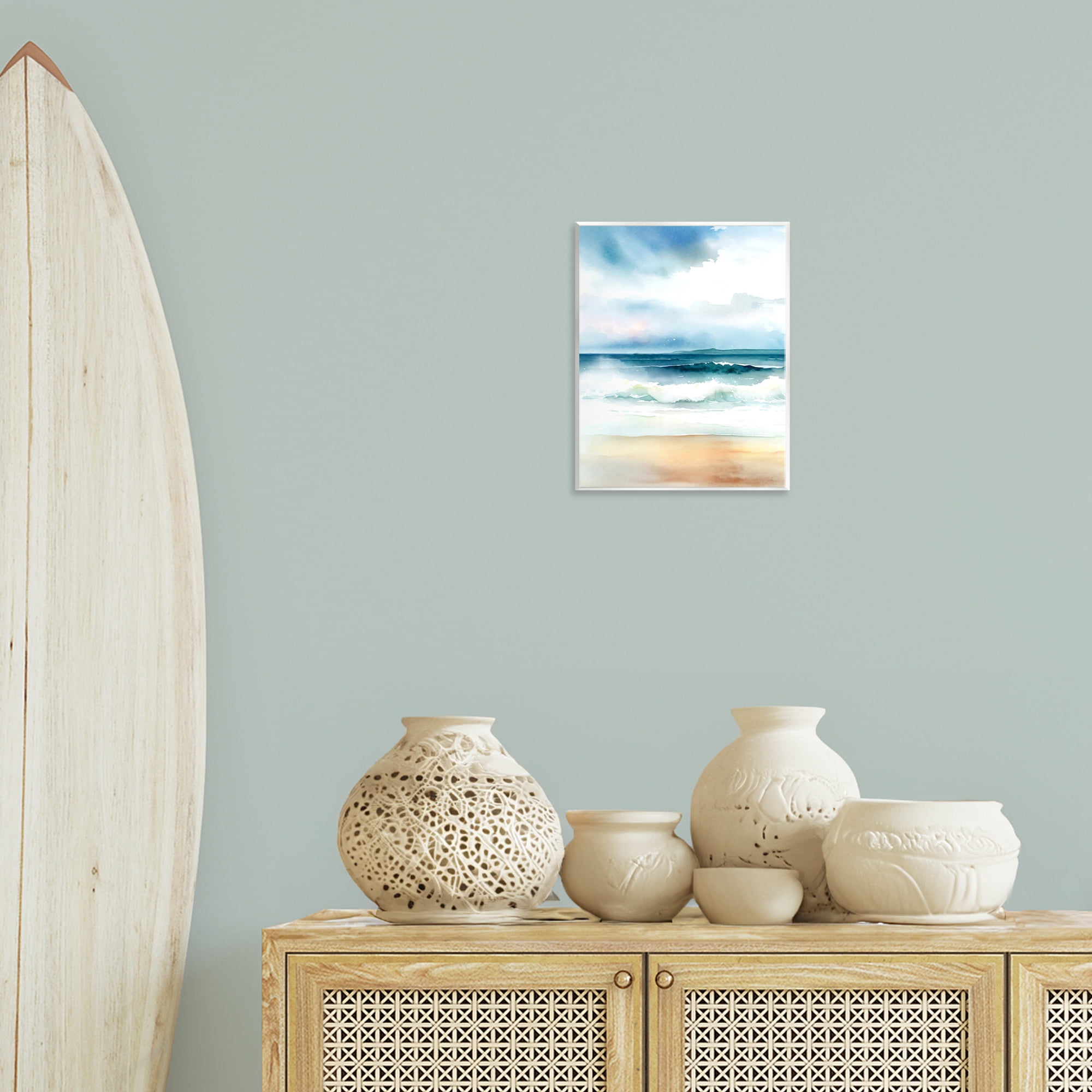Stupell Industries Rolling Seaside Waves Coastal Painting Unframed Art Print Wall Art, 11 x 14