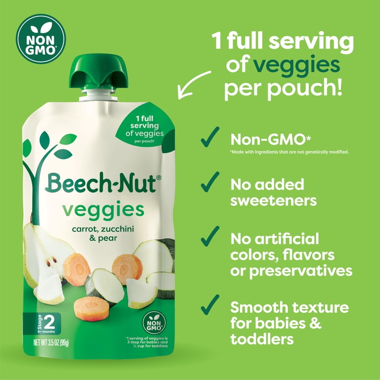 3 pack) Beech-Nut Veggies Stage 2 Baby Food, Carrot Zucchini