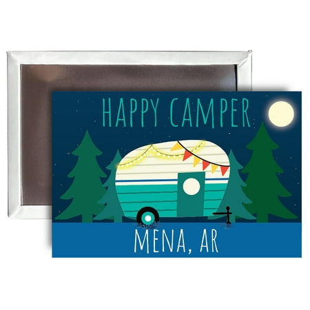 

Mena Arkansas Souvenir 2x3-Inch Fridge Magnet Happy Camper Design