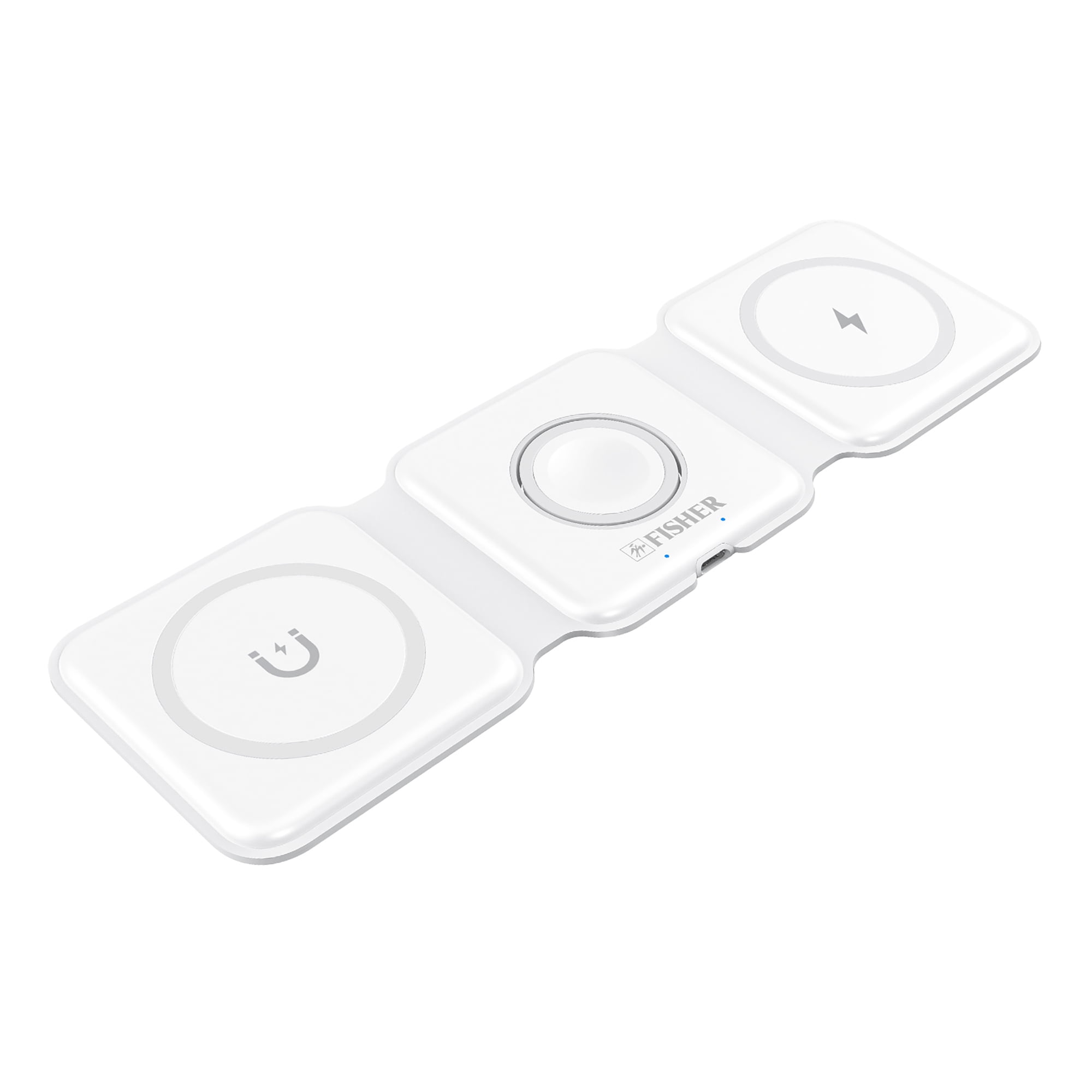 FISHER Tech Essentials 15-Watt 3-in-1 Foldable Wireless Charging Pad White