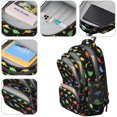 thumbnail image 4 of Dinosaur and Paws Black Pattern Cute School Backpack Bag with Padded Back and Adjustable Shoulder Straps 16.9 X 12.6 X 5.9 Inches, 4 of 5